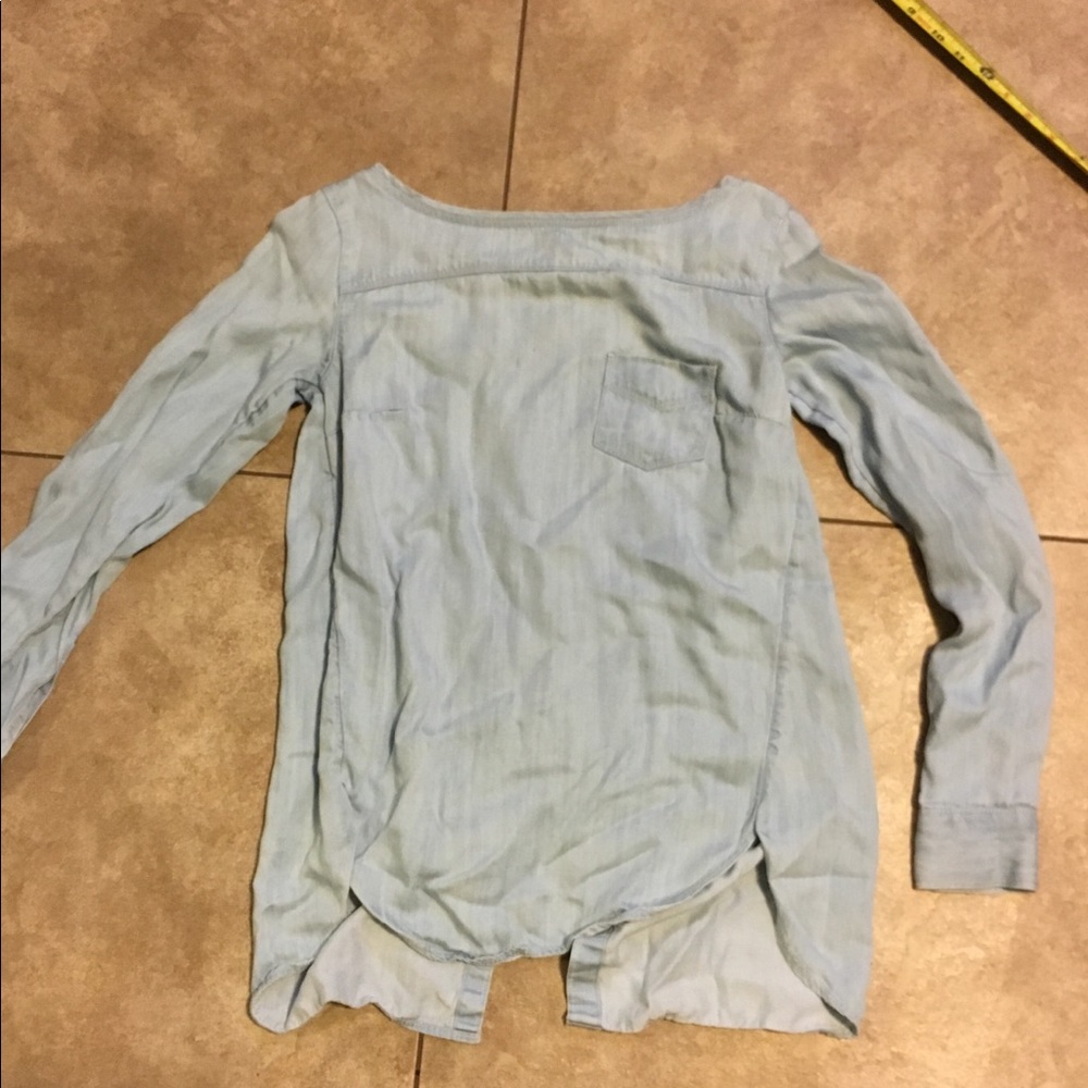 LOFT Softened jean top with button detail on back